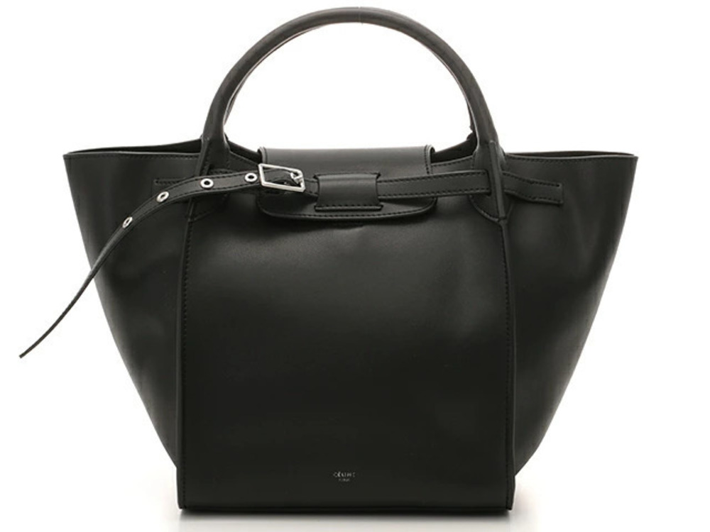 Celine black Big Bag Strap supple grained calfskin belted buckle Black